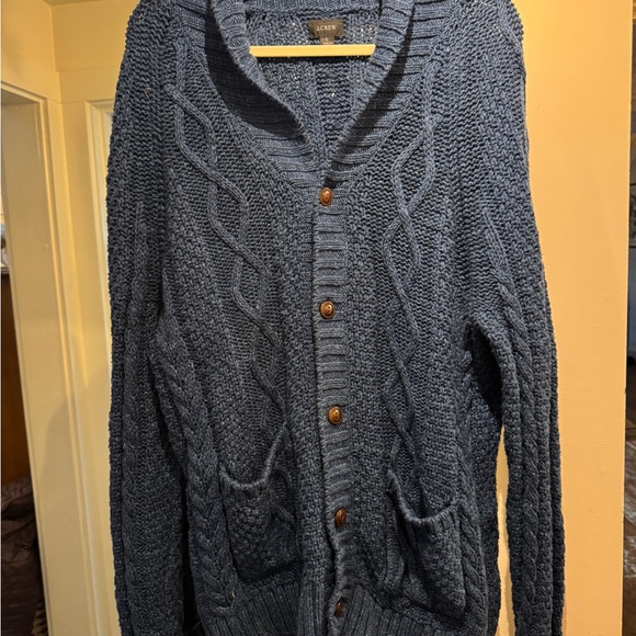 J. Crew Men's Navy Cable Knit Cardigan
